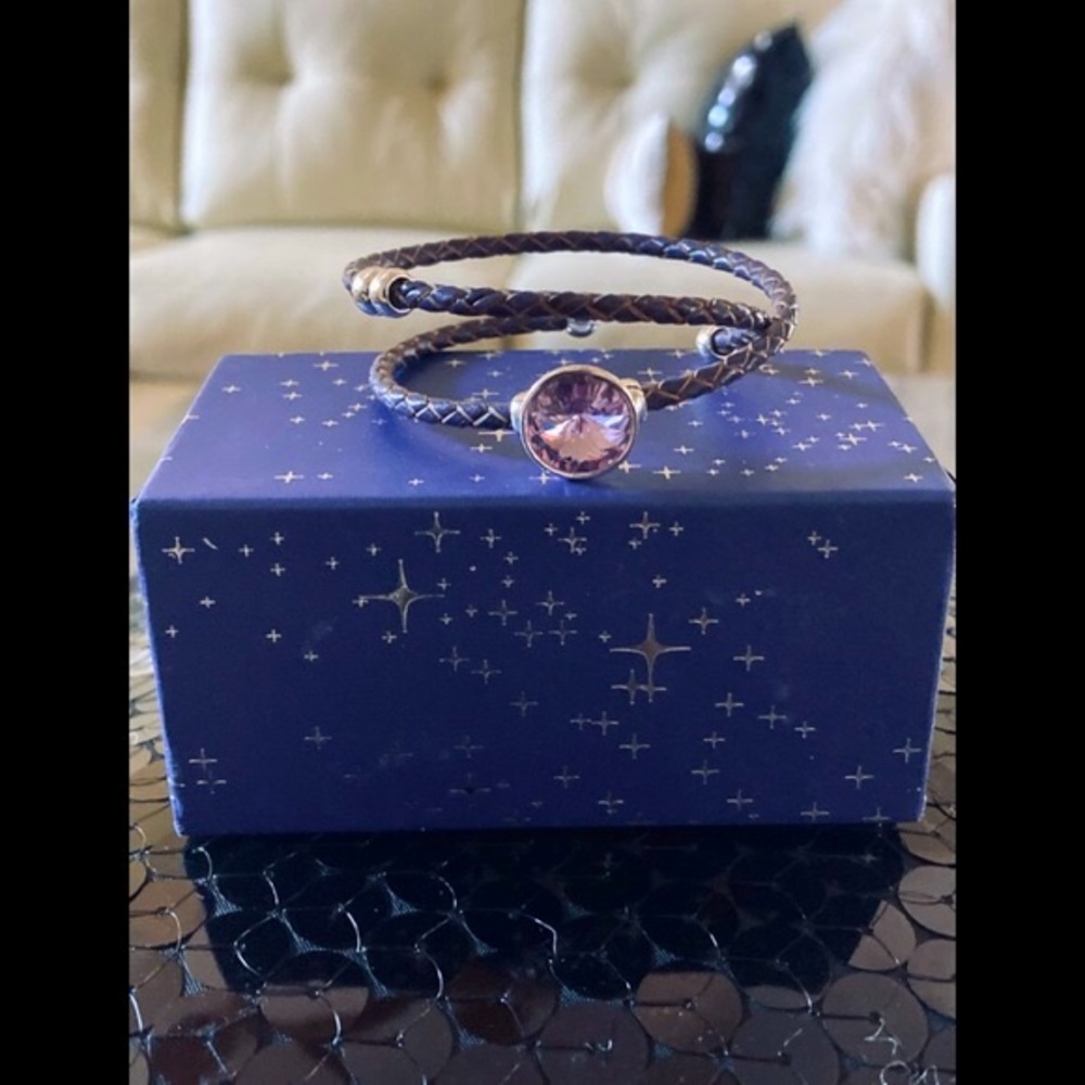 City by City Leather Bracelet With Purple Swarovski Crystal NWOT